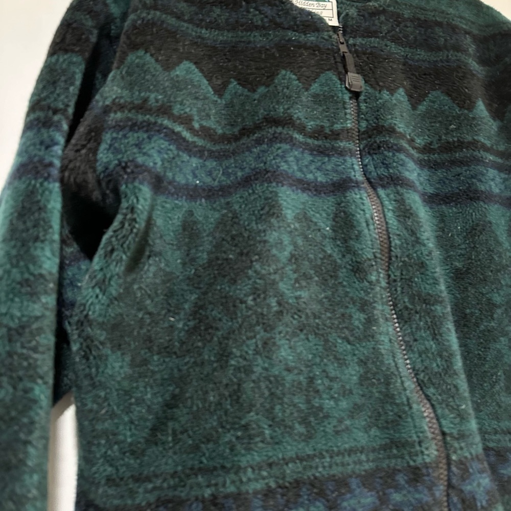 Hidden Bay vintage green mountain pattern fleece zip up medium - Picture 3 of 3